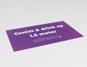 Geniet & drink op 1,5 meter afstand - Bedrukte barmat - Vinyl - 50x25cm - Kleur: Purple
