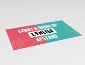 Geniet & drink op 1,5 meter afstand - Bedrukte barmat - Vinyl - 50x25cm - Kleur: Pink/blue