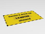 Geniet & drink op 1,5 meter afstand - Bedrukte barmat - Vinyl - 50x25cm - Kleur: Caution