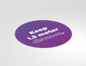 Keep 1,5 meter distance - Vloersticker - 150cm rond - Kleur: Purple