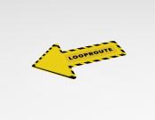 Looproute links - Vloerststicker - 20x30cm  (10 stuks) - Kleur: Caution