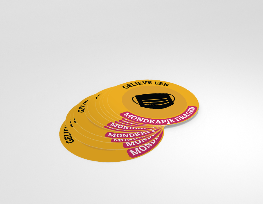 Gelieve een mondkapje dragen - Sticker - 25cm rond (10 stuks)  hoofdafbeelding